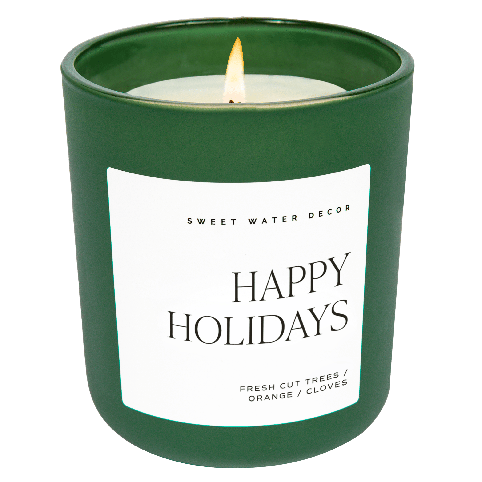 HAPPY HOLIDAYS SOY CANDLE - GREEN MATTE JAR - 15 OZ