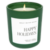 HAPPY HOLIDAYS SOY CANDLE - GREEN MATTE JAR - 15 OZ