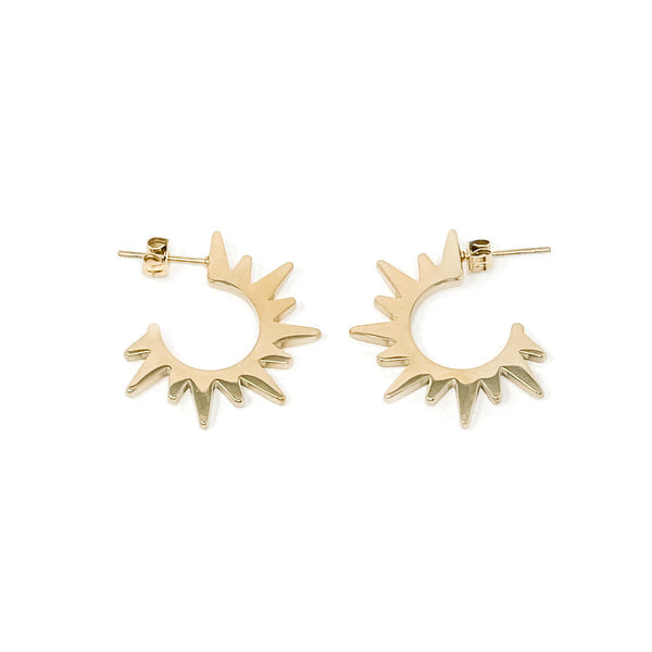 NON-TARNISH GOLD FILLED RAYS OF SUNSHINE HOOP EARRINGS