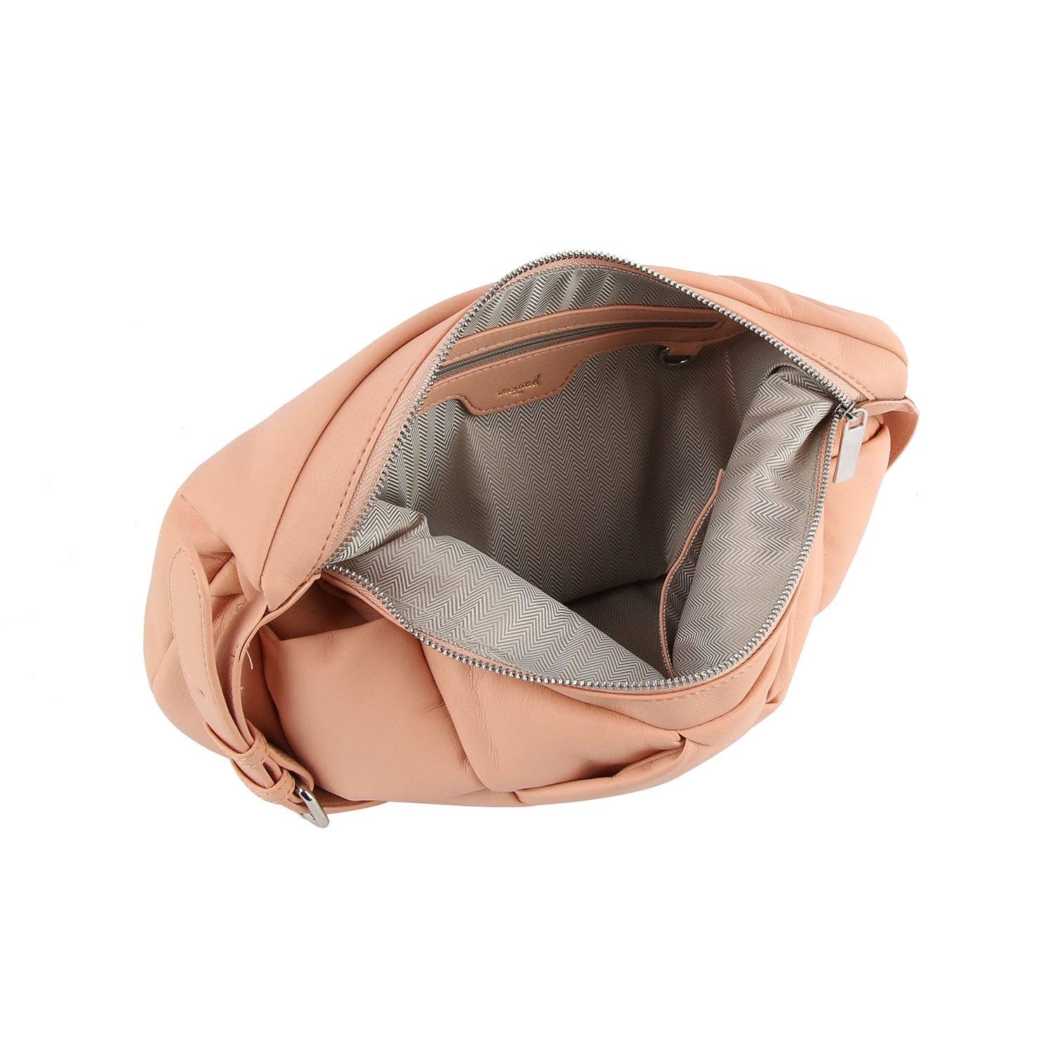 ECOSTITCH PUFFY WOVEN SHOULDER HOBO: TAUPE