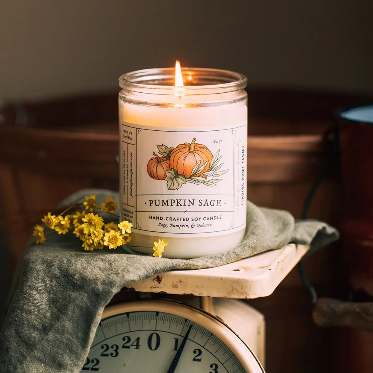 PUMPKIN SAGE - WOOD TOP CANDLE