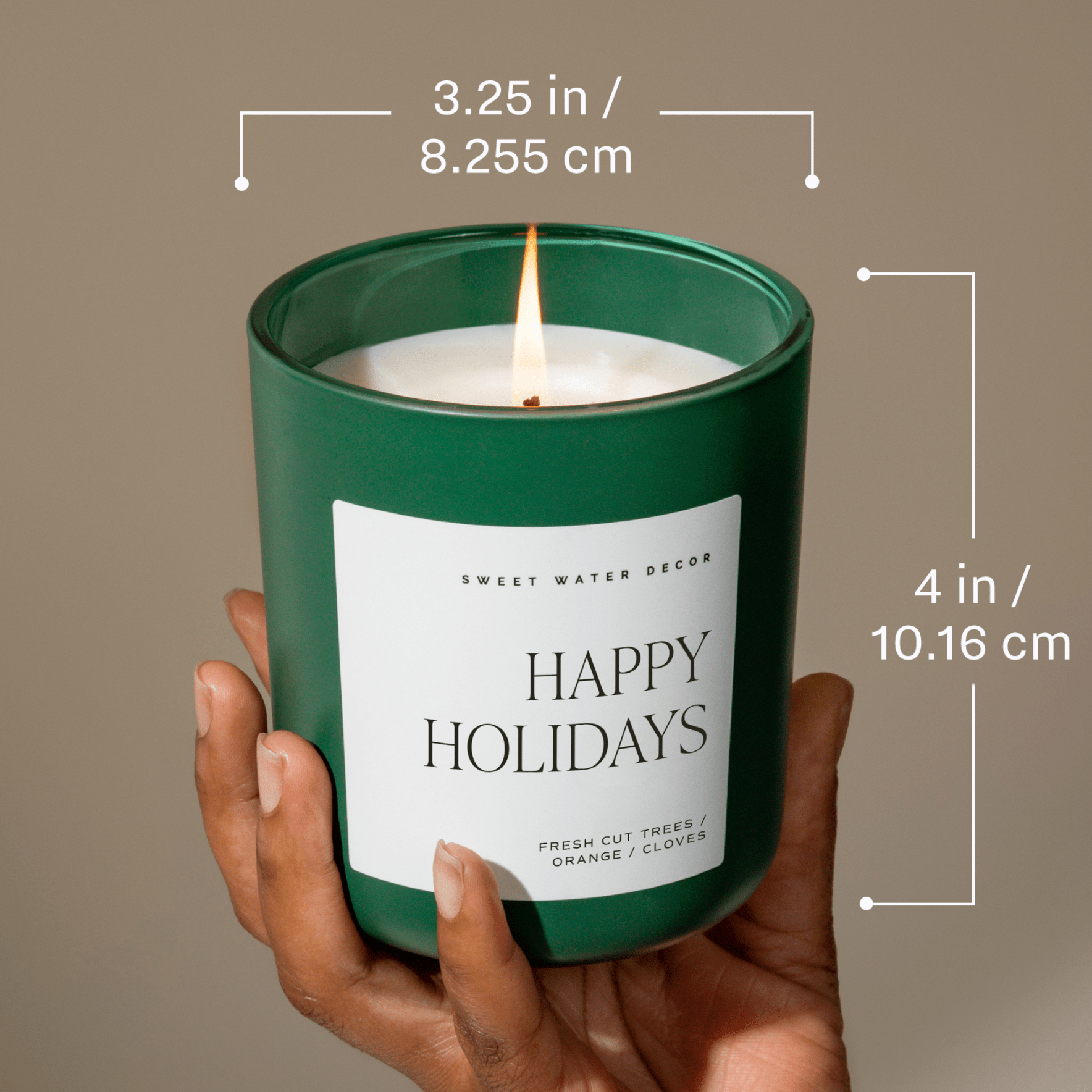 HAPPY HOLIDAYS SOY CANDLE - GREEN MATTE JAR - 15 OZ