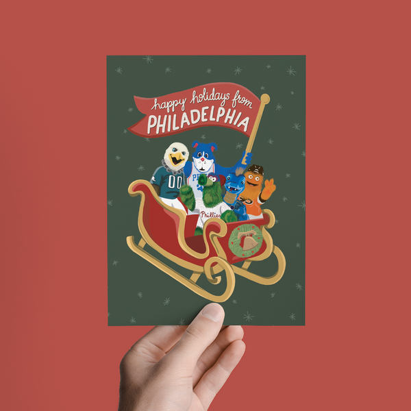 HAPPY HOLIDAYS FROM THE PHILADELPHIA MASCOTS, CHRISTMAS GREETING CARD