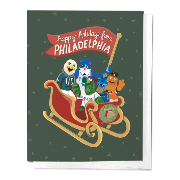 HAPPY HOLIDAYS FROM THE PHILADELPHIA MASCOTS, CHRISTMAS GREETING CARD