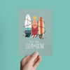 TIS THE SEA-SON, SURFBOARD HOLIDAY CHRISTMAS GREETING CARD