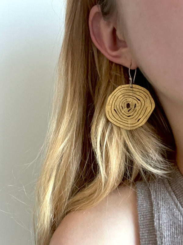 HANDMADE ROUND TREE RING EARRINGS