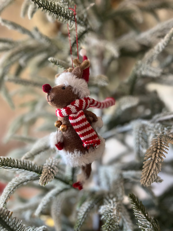 WOOL REINDEER ORNAMENT 7"