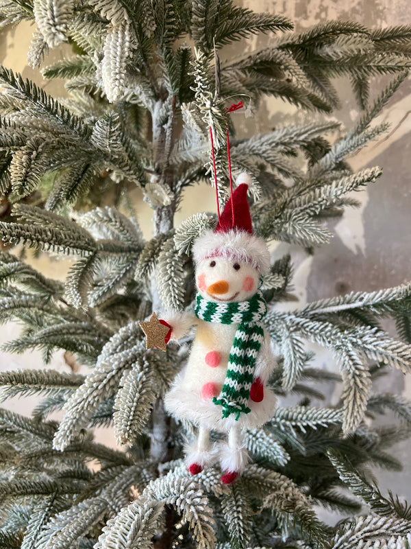 WOOL SNOWMAN ORNAMENT 7"