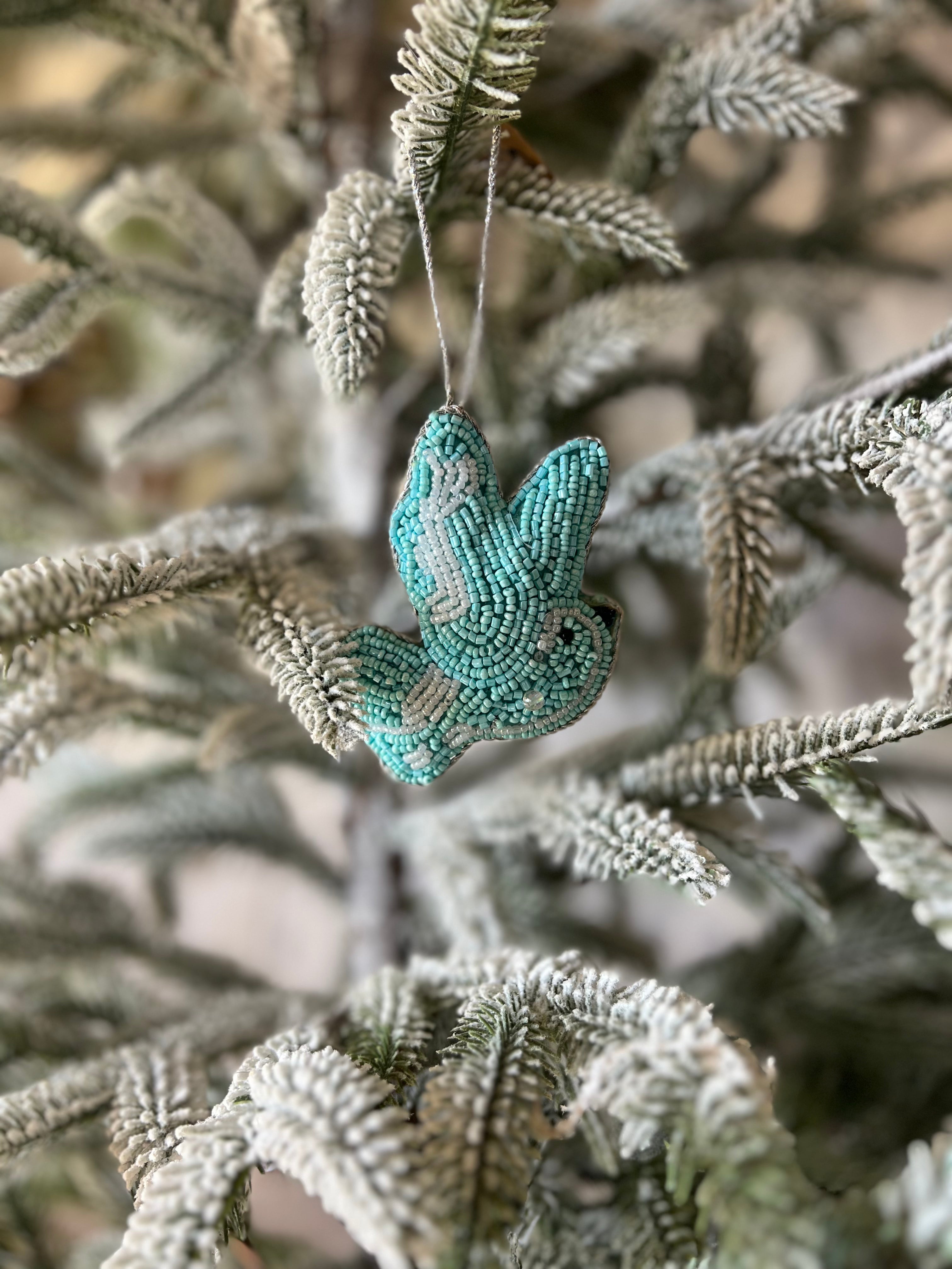 BUTTERFLY/DOVE ORNAMENT, GLASS BEADS, 3.5