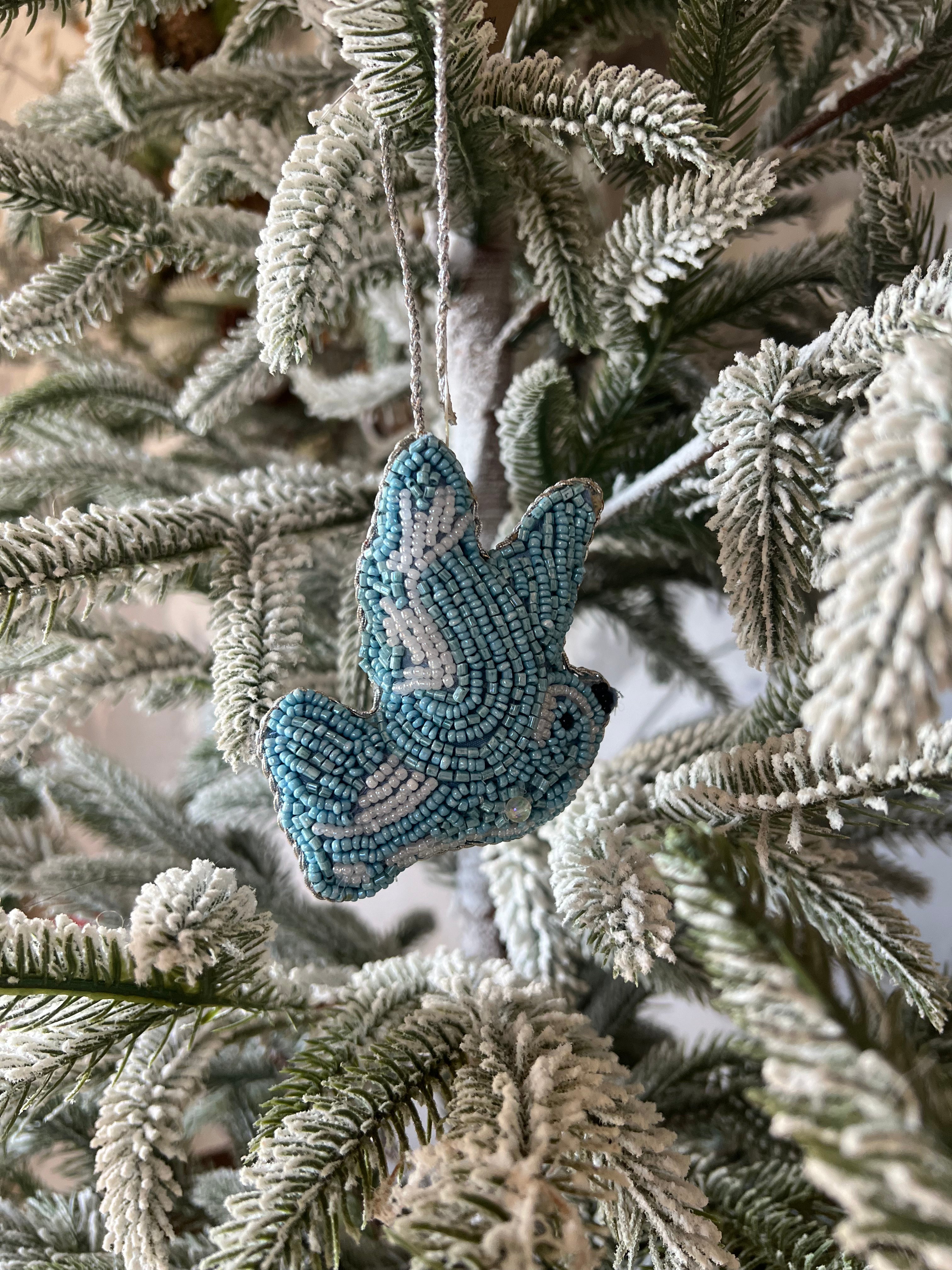 BUTTERFLY/DOVE ORNAMENT, GLASS BEADS, 3.5