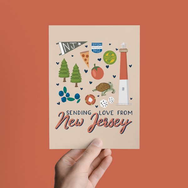 SENDING LOVE FROM NEW JERSEY, GREETING CARD