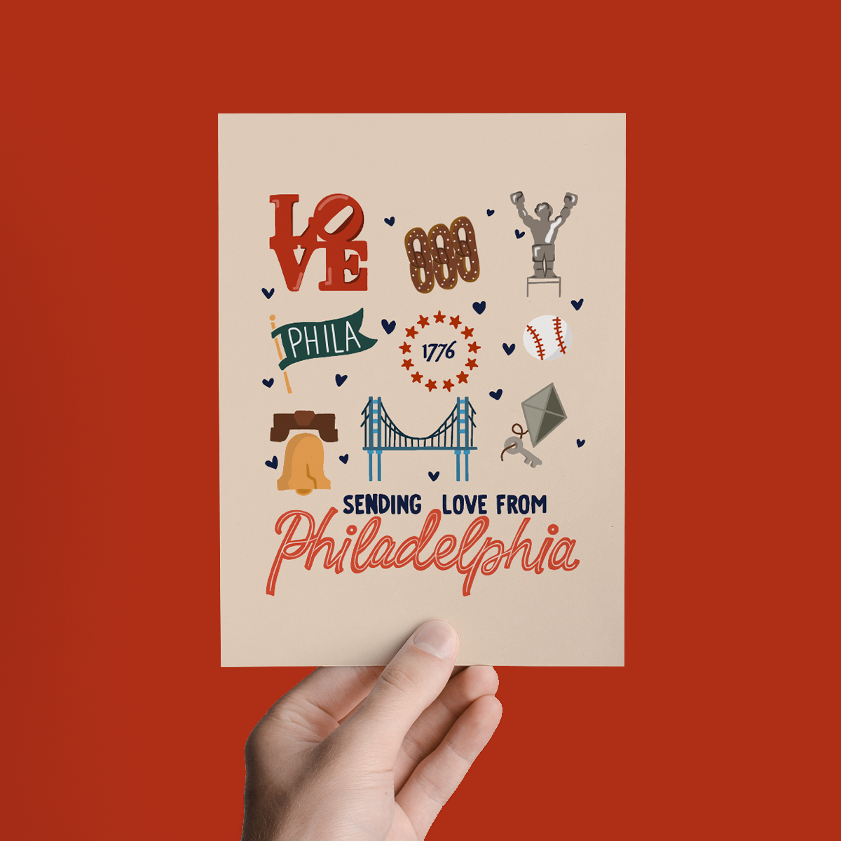 SENDING LOVE FROM PHILADELPHIA PENNSYLVANIA, GREETING CARD