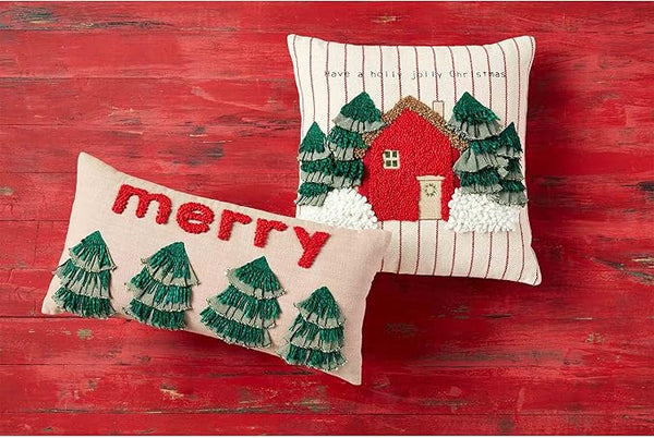 FRINGE CHRISTMAS TREE PILLOWS Fringe Christmas Tree Applique Pillows