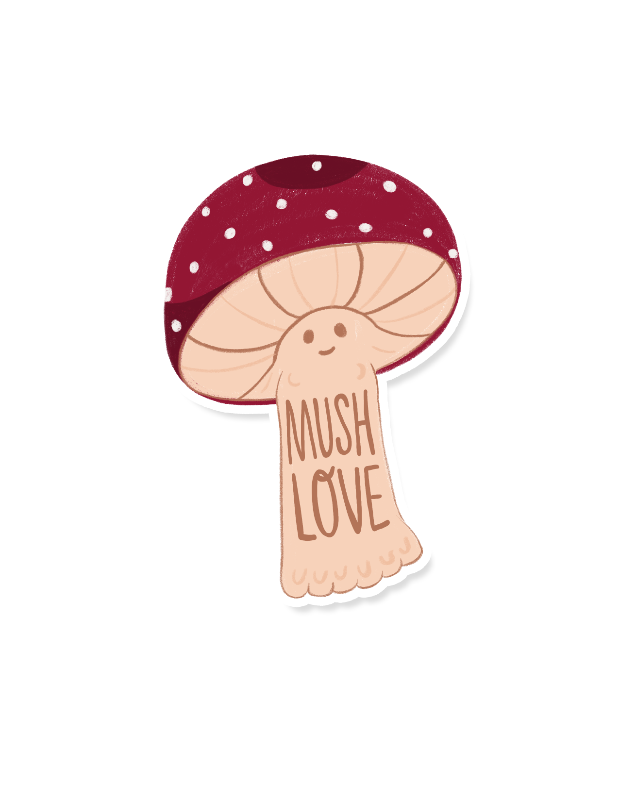 MUSH LOVE VINYL STICKER, CUTE BOHO ILLUSTRATION