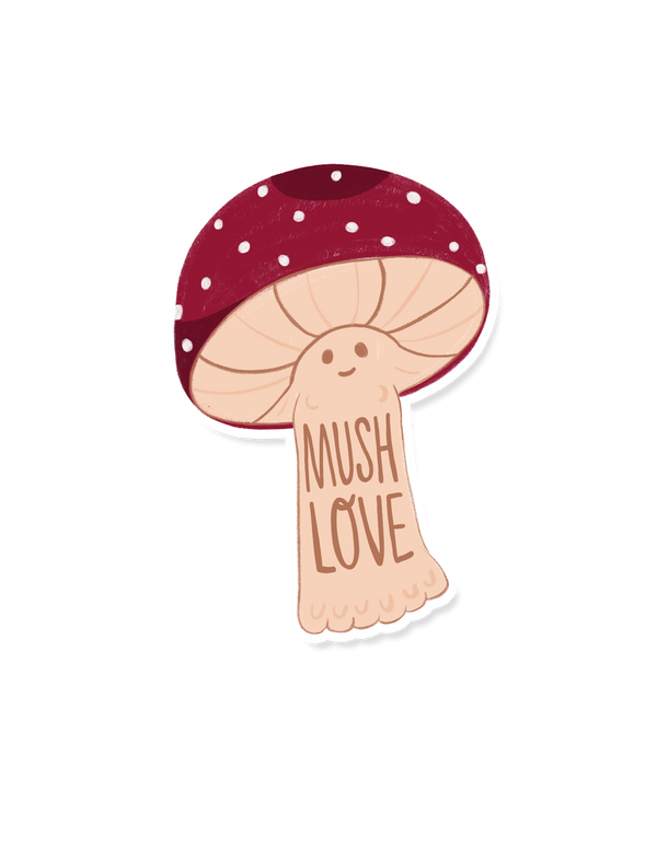 MUSH LOVE VINYL STICKER, CUTE BOHO ILLUSTRATION