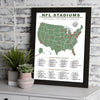 Framed NFL Stadiums Checklist Map
