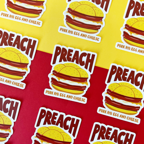 PREACH PORK ROLL EGG AND CHEESE VINYL STICKER