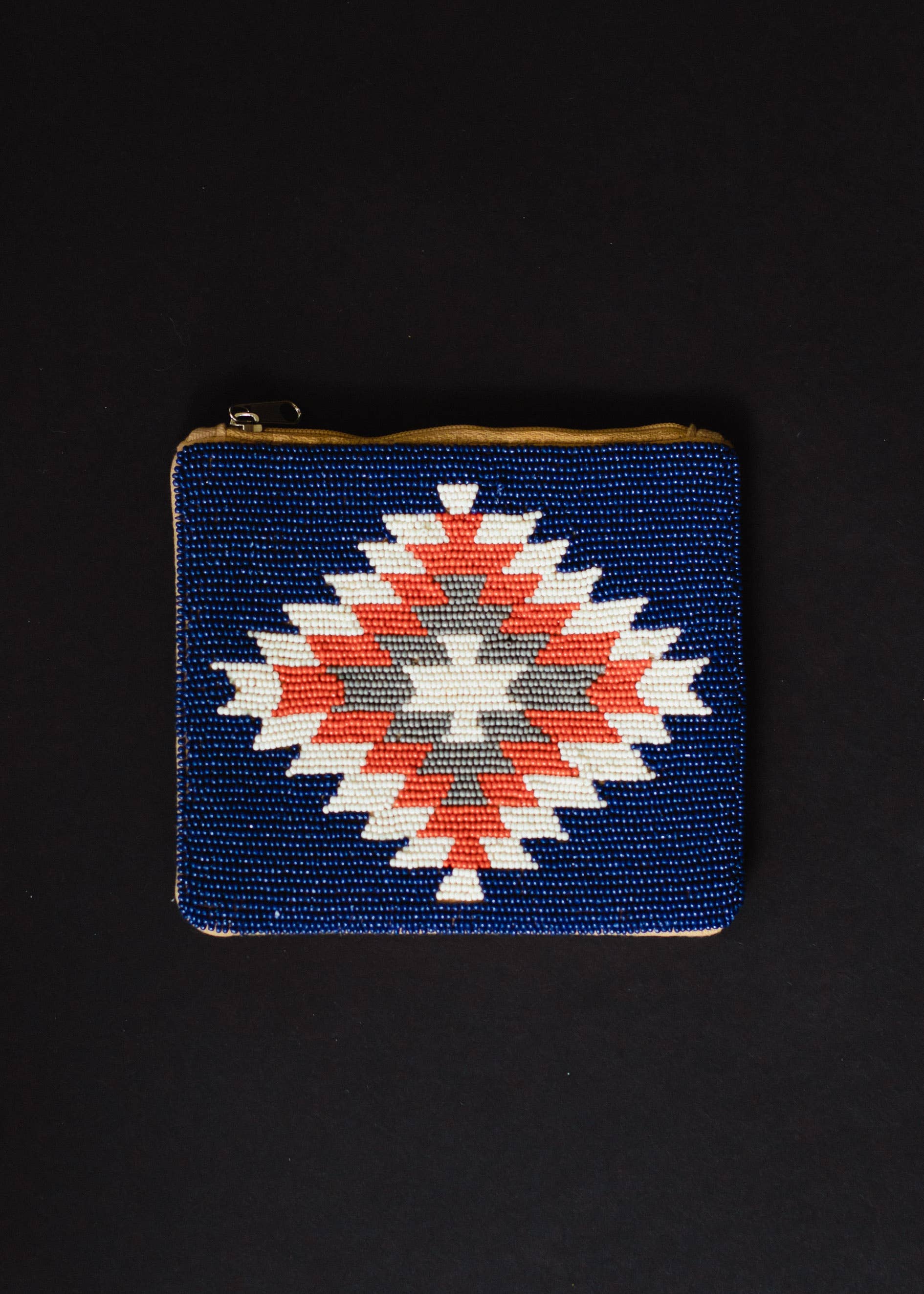 BLUE, ORANGE & CREAM AZTEC COIN PURSE