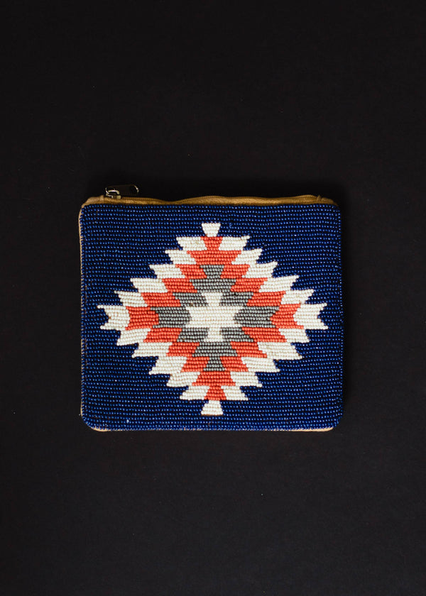 BLUE, ORANGE & CREAM AZTEC COIN PURSE