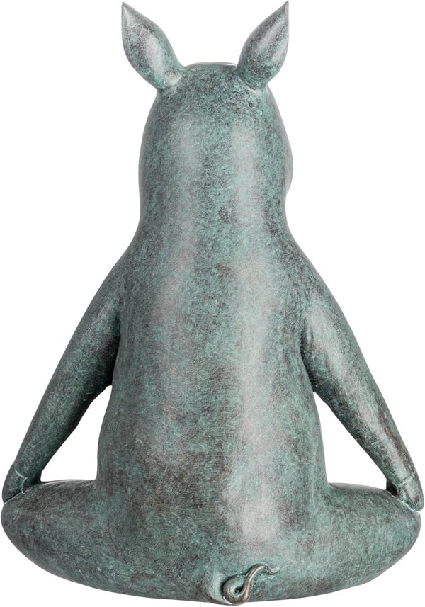 BLUE GREY RESIN YOGA PIG