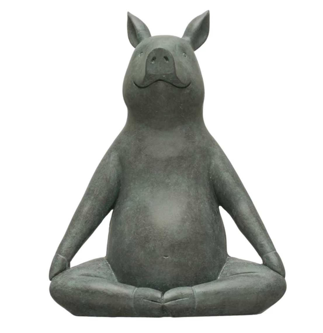 BLUE GREY RESIN YOGA PIG