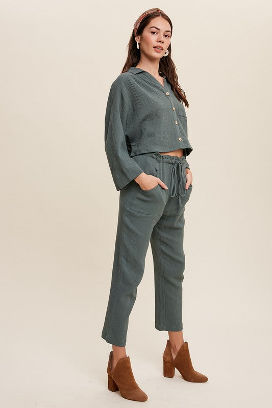 BUTTON DOWN COMFORT LOUNGE SET