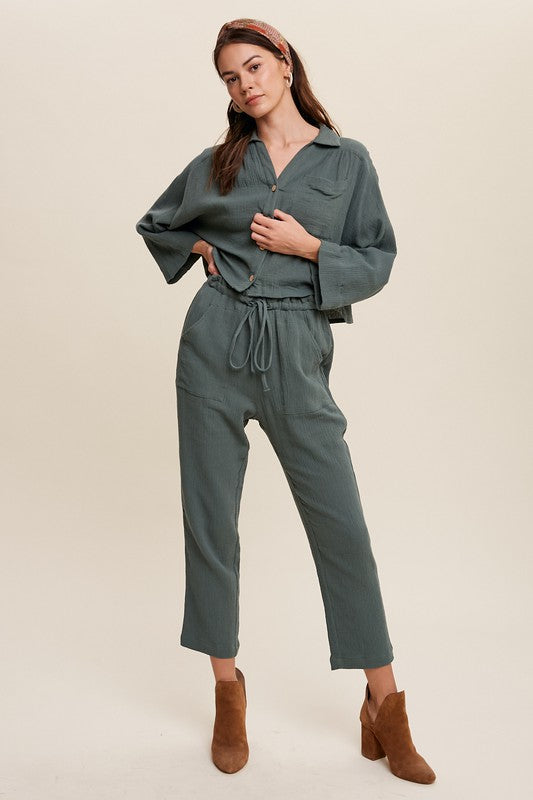 BUTTON DOWN COMFORT LOUNGE SET