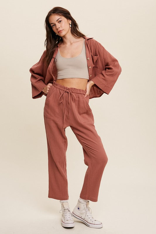 BUTTON DOWN COMFORT LOUNGE SET