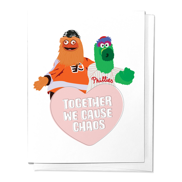 TOGETHER, WE CAUSE CHAOS PHILLY LOVE VALENTINES DAY CARD