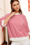 CREW NECK STRIPE SHORT SLEEVE TOP