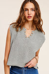 SLOUCHY CROPPED EXTENDED SLEEVE SWEATER TOP