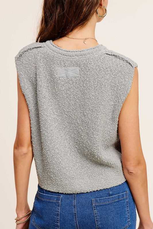 SLOUCHY CROPPED EXTENDED SLEEVE SWEATER TOP