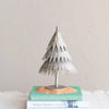 EMBOSSED METAL TREE ON STAND, DISTRESSED PEWTER FINISH