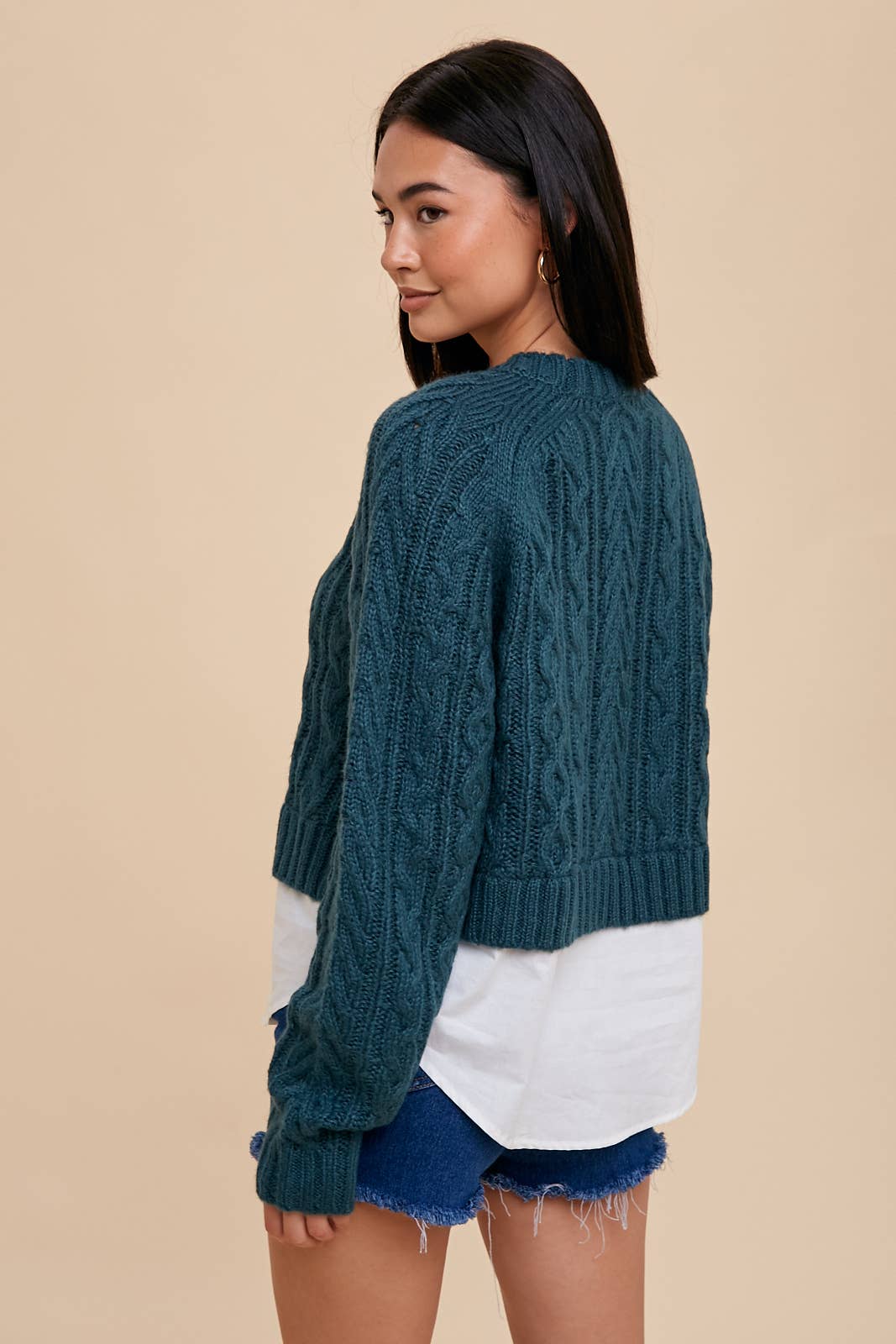 EMERALD CABLE KNIT SWEATER