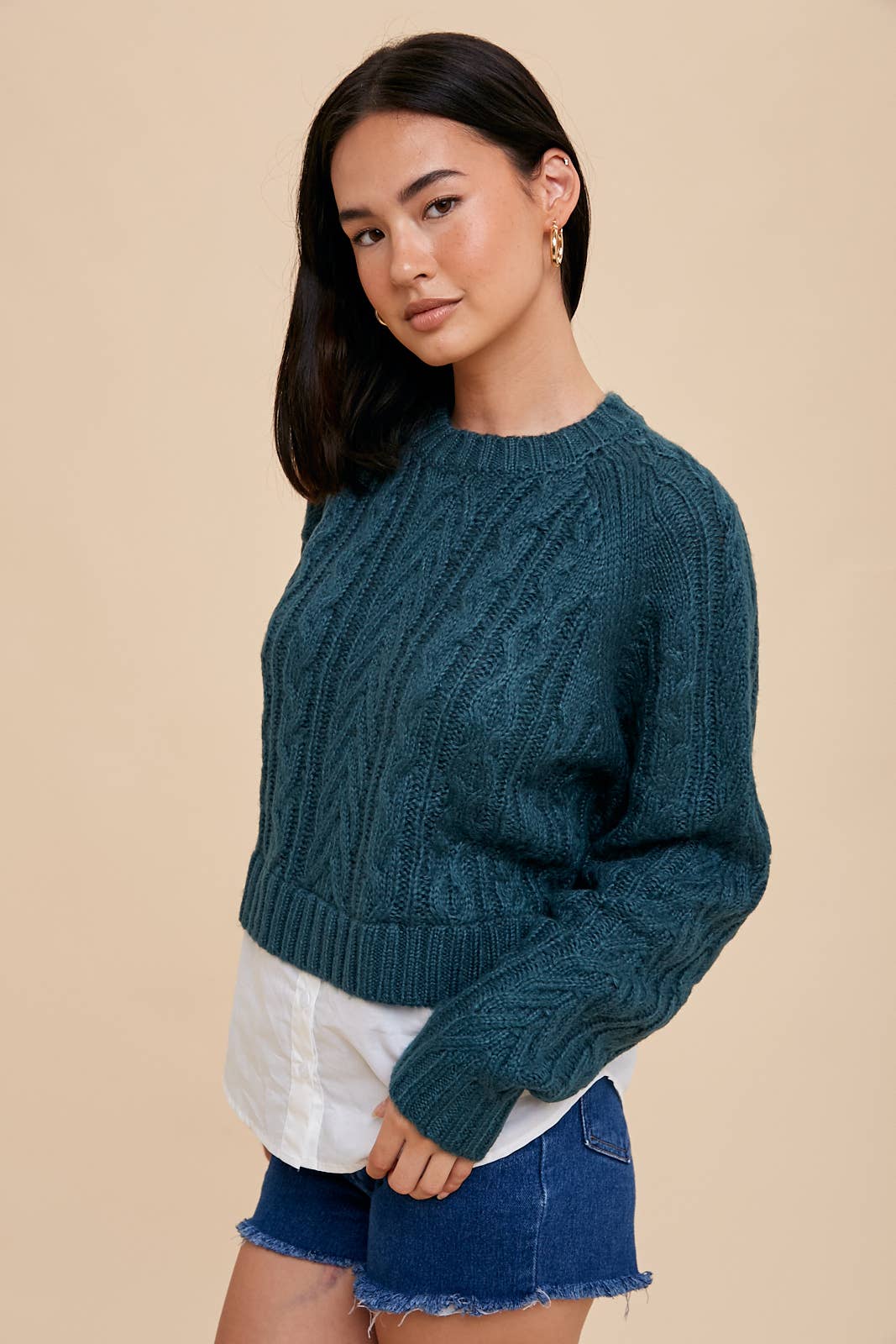 EMERALD CABLE KNIT SWEATER