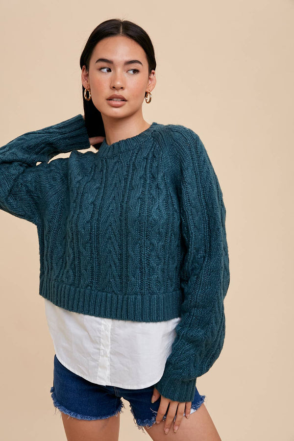 EMERALD CABLE KNIT SWEATER