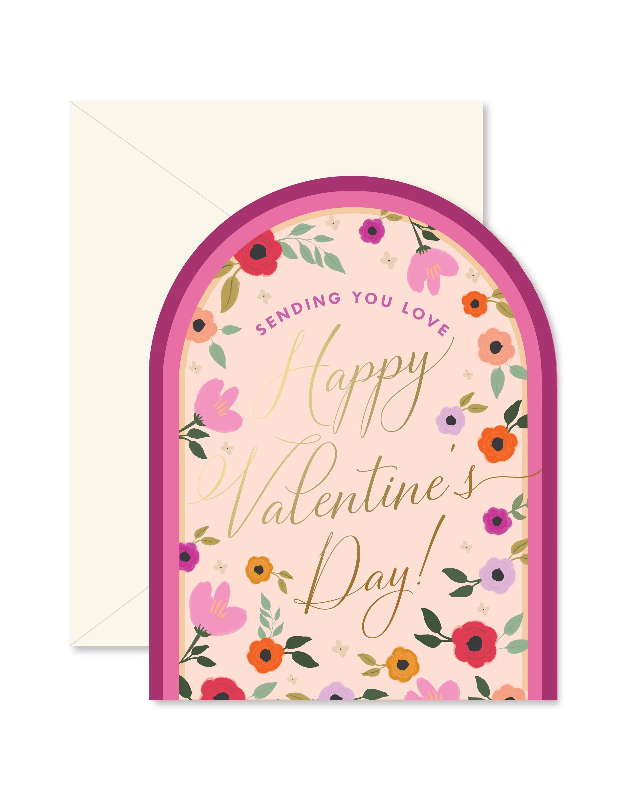 VALENTINE'S DAY FLORA ARCH GREETING CARD