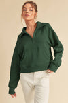 FOREST DOVE FUNNEL NECK HALF ZIP PULLOVER