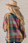 MUSTARD RED PLAID BUTTON SHACKET CARDIGAN SWEATER