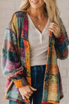 MUSTARD RED PLAID BUTTON SHACKET CARDIGAN SWEATER
