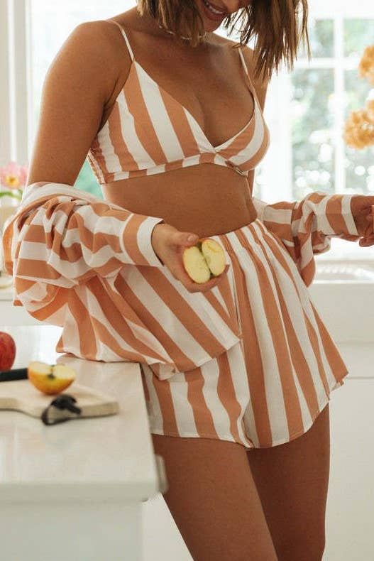 ORANGE STRIPE 3 PIECE PJ SET