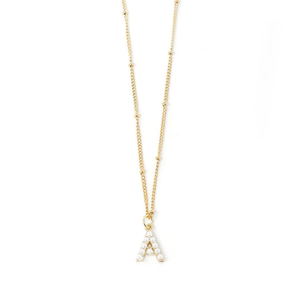 18" NON-TARNISH BEADED CHAIN WITH PEARL INITIAL