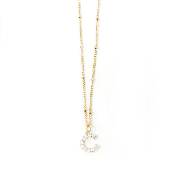 18" NON-TARNISH BEADED CHAIN WITH PEARL INITIAL