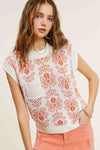 FLOWER POWER SLEEVELESS SWEATER TOP