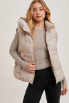 ZIPPER DOWN PUFFER VEST W HOOD