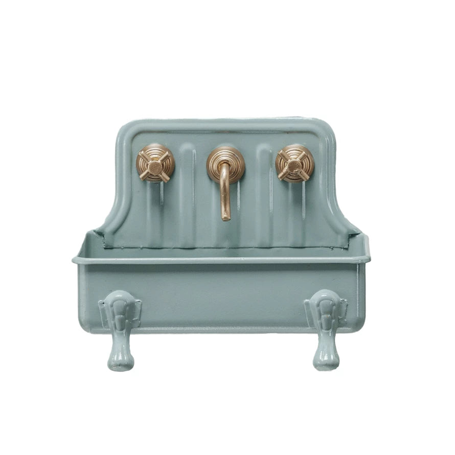 METAL SINK SOAP DISH W/ FAUCET