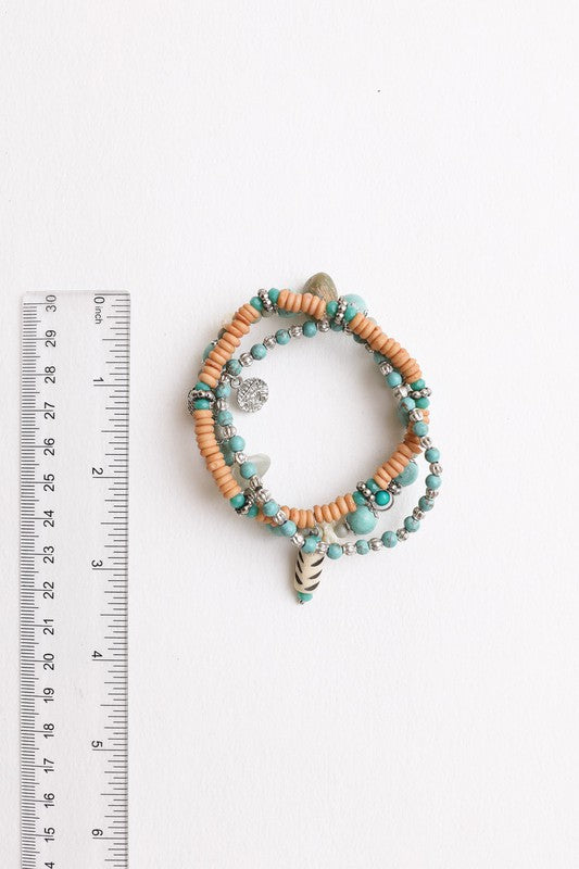 TURQUOISE MIXED BEAD STACKABLE BRACELET