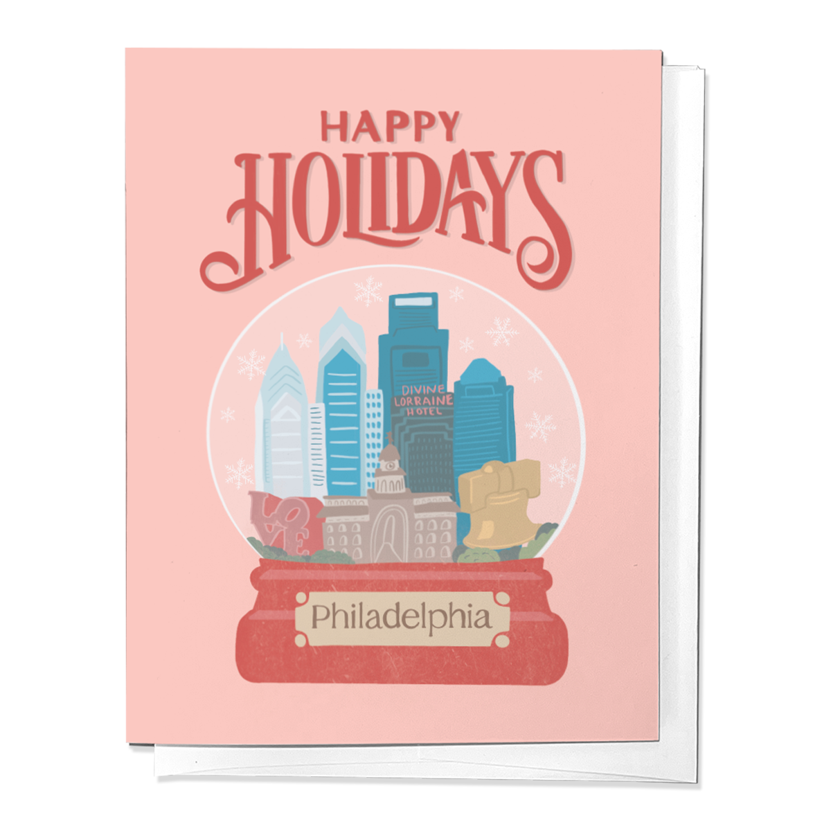 HAPPY HOLIDAY FROM PHILADELPHIA SNOW GLOBE CHRISTMAS GREETING CARD