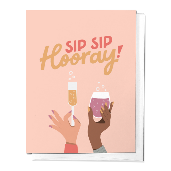 SIP SIP HOORAY CHAMPAGNE GLASS CONGRATULATIONS GREETING CARD