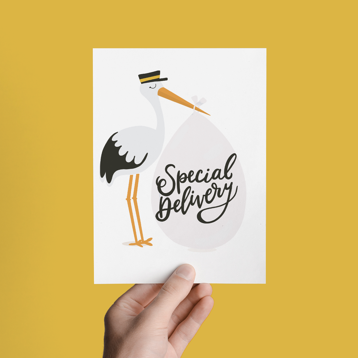 SPECIAL DELIVERY STORK BABY NEWBORN CONGRATS GREETING CARD